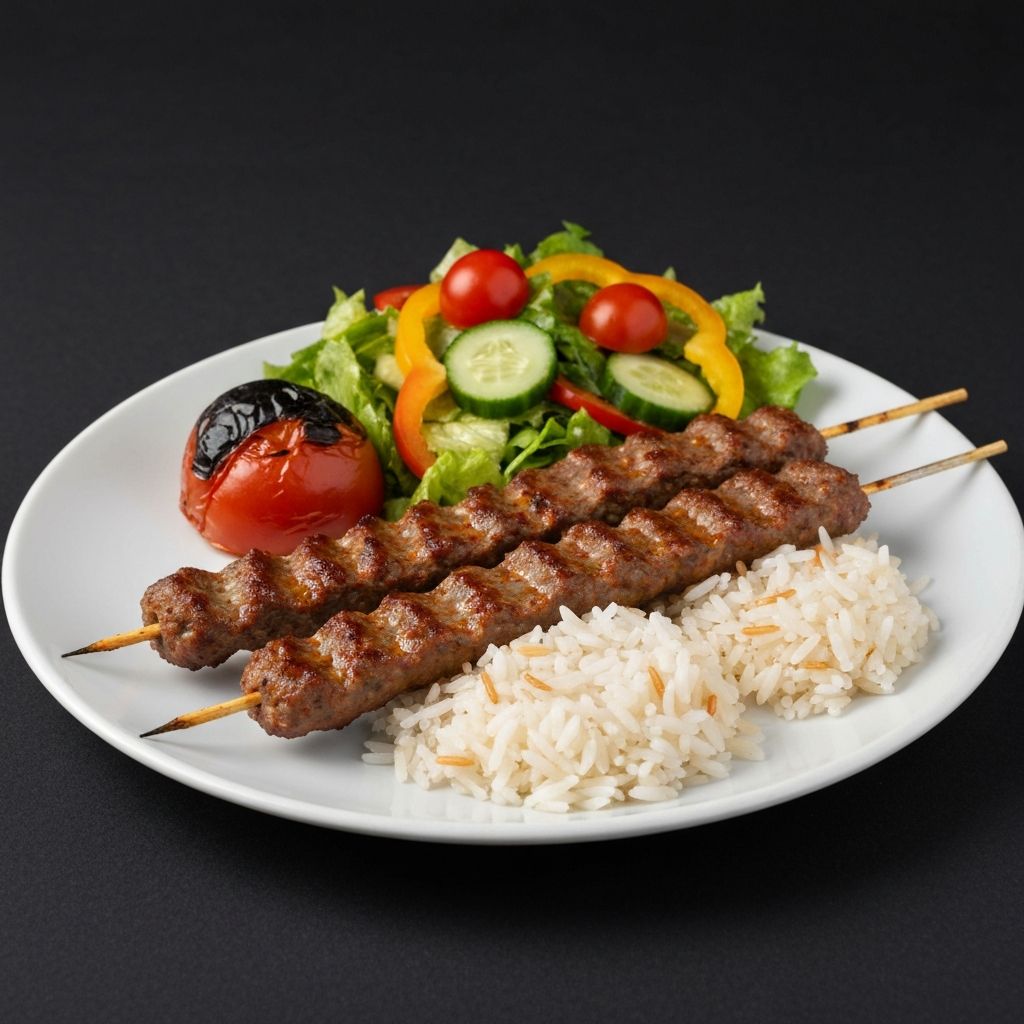 Adana mit Reis und Salat